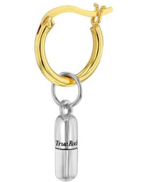 True Rocks Sterling Mini Pill On A Plated Hoop - Metallic