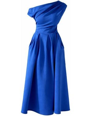 Girl In Mind Betty Asymmetric Midi Dress Cobalt - Blue