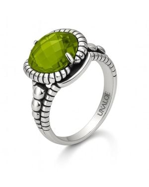 Unaloe Handcrafted Sterling Ring With Zircon – Made - Green