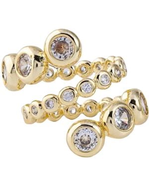 Laura Gray Gilt Sterling Bezel Diamond Crystal Ring Sizes 6 7 8 - Metallic
