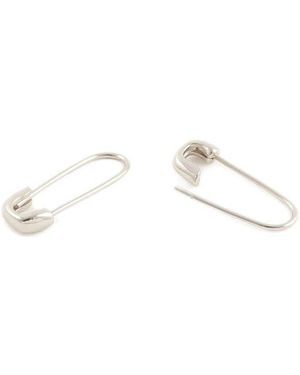 Kris Nations Safety Pin Earrings Sterling - White
