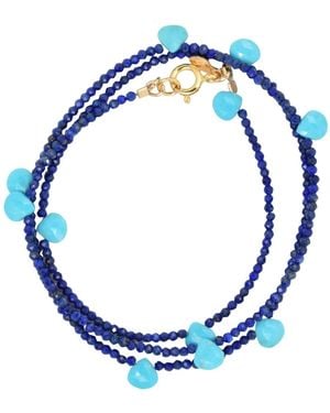 Lori Kaplan Design Triple Wrap Lapis With Sleeping Beauty Bracelet - Blue