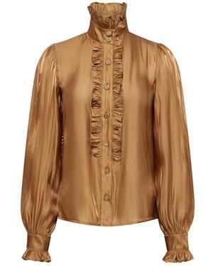 Zetaye Carrington High Neck Blouse - Brown