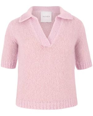 SALANIDA Melody Mohair Polo Top - Pink