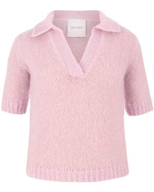 SALANIDA Melody Mohair Polo Top - Pink