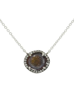 KAMARIA Mini Baby Geode Necklace With Diamonds - Black