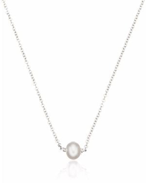 Lily & Roo Sterling Single Pearl Choker - Metallic