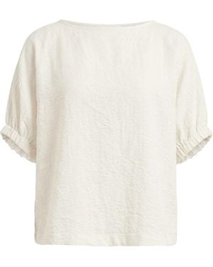 James Lakeland Neutrals Relaxed Gathered Sleeve Top – Cream - White
