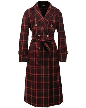 Smart and Joy Double Breasted Checks Coat - Red