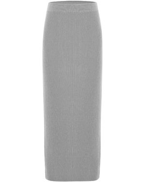 Peraluna Rib Knitted Cashmere Blend Knitwear Pencil Skirt - Gray