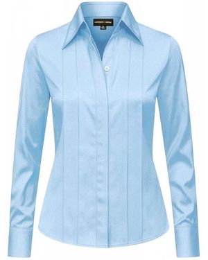 Madison / Savile Sterling Regent Pleated Satin French Cuff Shirt - Blue