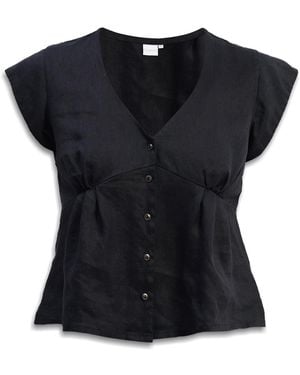 REISTOR Deep V-Neck Short Top - Black