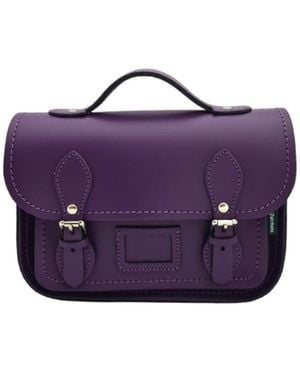 Zatchels Handmade Leather Crossbody Midi Satchel - Purple