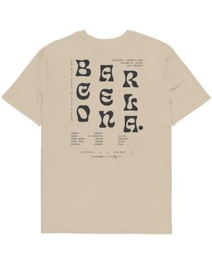Anchor and Crew Neutrals Desert Dust Gustatory Barcelona Coffee Scene Organic Cotton Embroidered T-Shirt - Natural