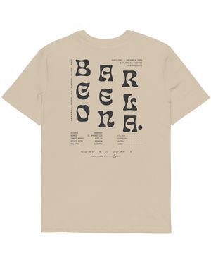 Anchor and Crew Neutrals Desert Dust Gustatory Barcelona Coffee Scene Organic Cotton Embroidered T-Shirt - Natural
