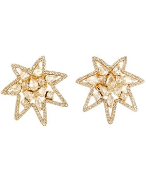 Artisan Rose Cut Diamond Starburst Stud Earrings - Metallic