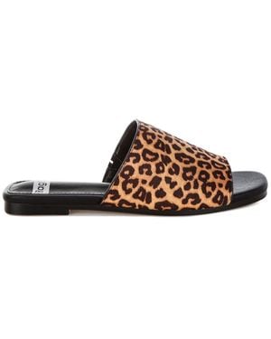 Rag & Co Panthera Leopard Print Slider Flats - Brown