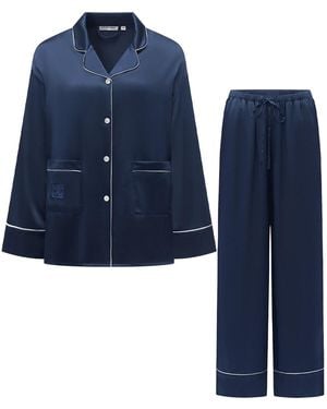 NOT JUST PAJAMA Timeless Collection Silk Long Pyjama Set - Blue