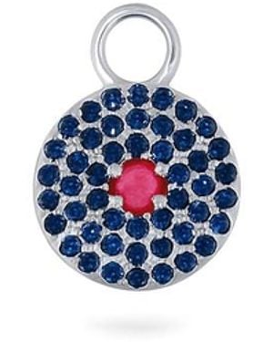 Zohreh Sapphire & Ruby Pavé Disc Earring Charm 9K - Blue