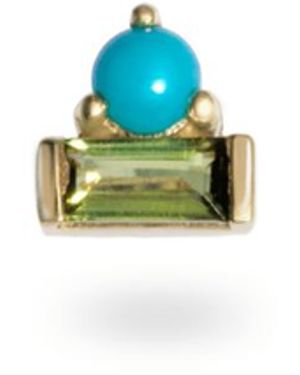 Zohreh Tourmaline Baguette Flat Back Earring 9K - Blue