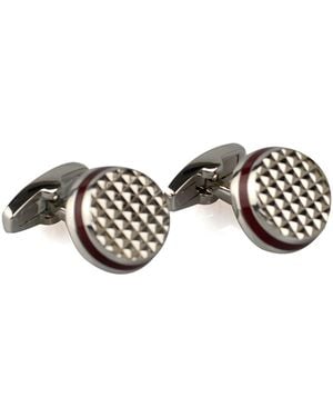 DAVID WEJ Round Gem Cufflinks – Wine - Black