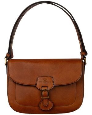 Time Resistance Leather Saddle Bag - Brown