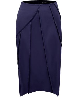 Smart and Joy Asymmetric Structural Lines Skirt - Blue