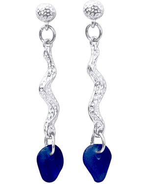 Glassy Havbølge Lille Earrings Steel - Blue