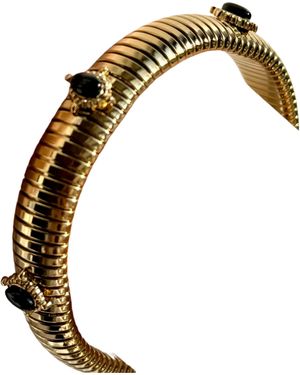 Laura Gray Small Onyx Stone Omega Bracelet - Metallic