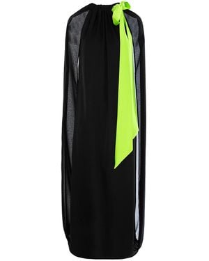concept A trois Oversize Dress With Cape, Made Of Veil And Lime Cord - Black