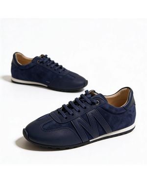By Virgo Noir Handcrafted Leather Trainer - Blue