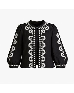 Rose & Nancy Polly And Ivory Embroidered Easy Throw-On Jacket - Black