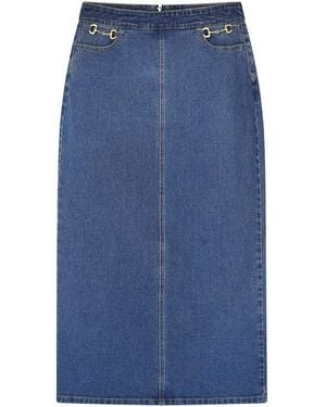 Rave on Trend Horsebit Denim Skirt - Blue