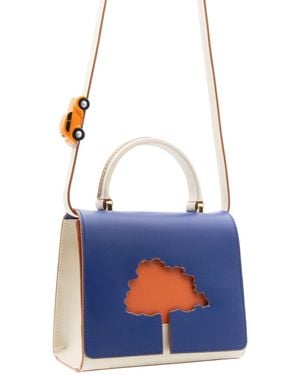 Absurde One Way & Small Leather Shoulder Bag - Blue