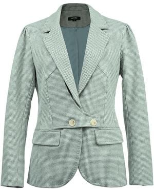 Smart and Joy Micro Houndstooth Strap-On-Side-Waist Jacket - Green