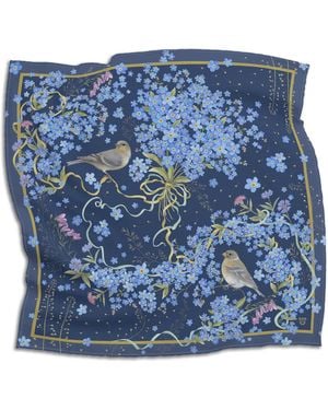 Silk&Soul Dark Forget Me Not Silk Scarf - Blue