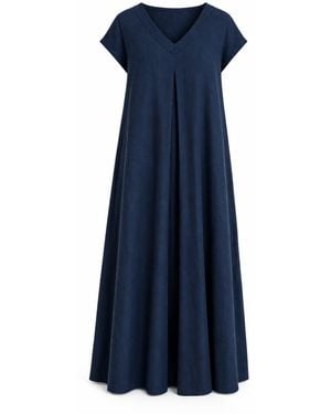 Nikka Place Linen Maternity Maxi Dress With Back Tie And Pockets - Blue