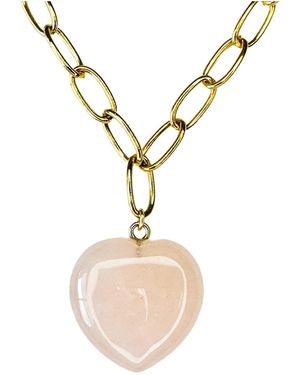 Lexi Jewelry Link Chain & Rose Quartz Heart Necklace - Metallic
