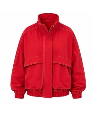 FRONT ROW SHOP Weekend Flight Parachute Jacket Scarlet - Red