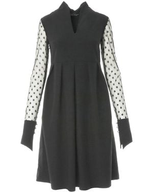 Larisa Dragna Dress With Waist Pleats And Kimono Collar Mellisa - Black