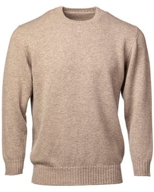 Kinalba Neutrals Taupe Mid-Weight Plain Cashmere Crew Neck Sweater - Brown