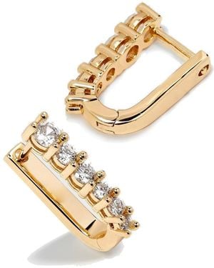 Potoska Marlo Midi Hoop Crystal Earrings - Metallic