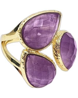 Farra Amethyst Setting Adjustable Ring - Purple