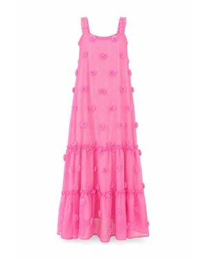 AMAANALUX Layered Maxi Flowy Dress - Pink