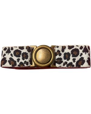 LARA MOTI Cream Leopard Elastic Belt - Black