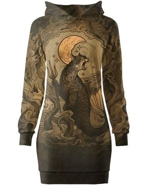 Aloha From Deer God Of The Sea Oversize Hoodie Dress - Green