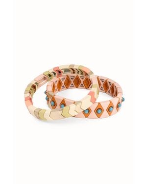 Saachi Evil Eye Stretch Bracelet Set - Brown