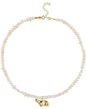 LINYA JEWELLERY Solstice Eye Detailed Amorphous Sand Pearl Necklace - Metallic