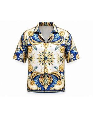 Hustle Positano Satin-Shirt - Blue
