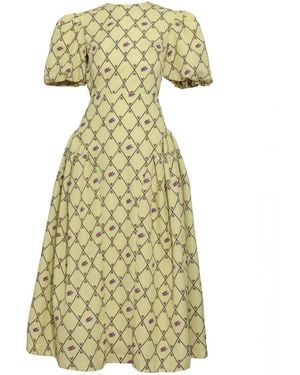 KAROLINA OZOLINSIUTE Kate Check Pattern Maxi Dress - Yellow